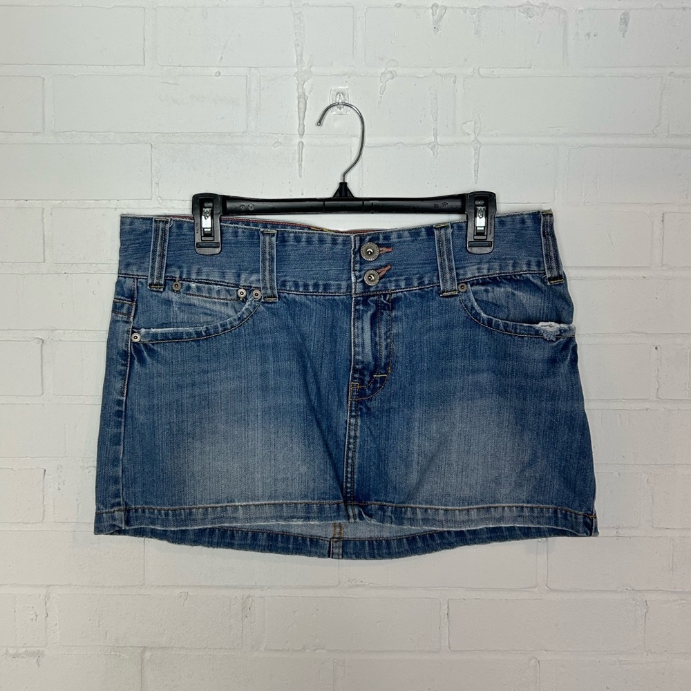 American Eagle Distressed Jean Mini Skirt - Picture 1 of 5
